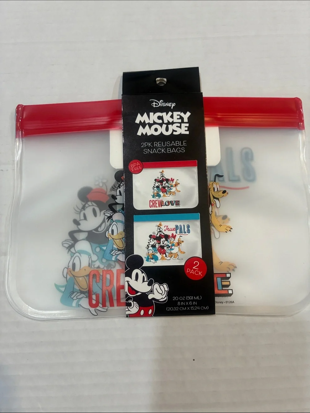 Disney Mickey Mouse Reusable Snack Bags - Clear with Red Trim